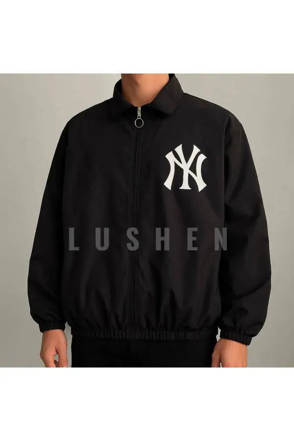 Unisex Parachute Fabric Oversize Digital Printed Black Windbreaker Raincoat - 1