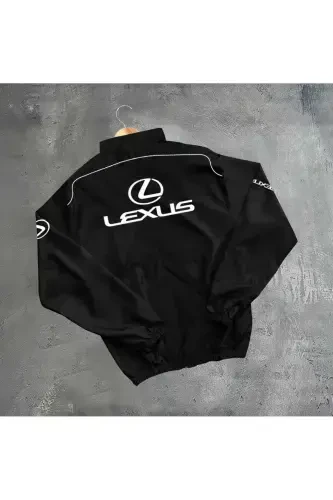 Unisex Parachute Fabric Oversize Printed Black Windbreaker Raincoat-BLACK1 - MODATEKS (1)