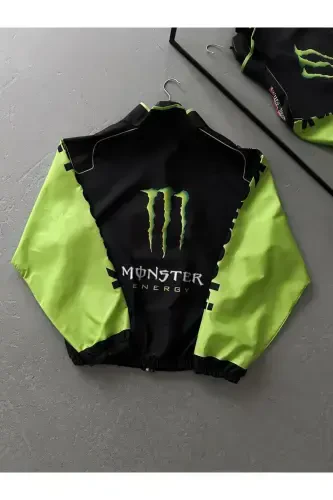 Unisex Parachute Fabric Oversize Printed Black Windbreaker Raincoat-green - MODATEKS (1)