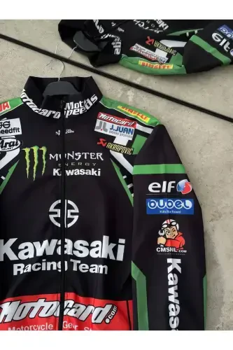 Unisex Parachute Fabric Oversize Printed Black Windbreaker Raincoat Thin Jacket-Black/Green - 1