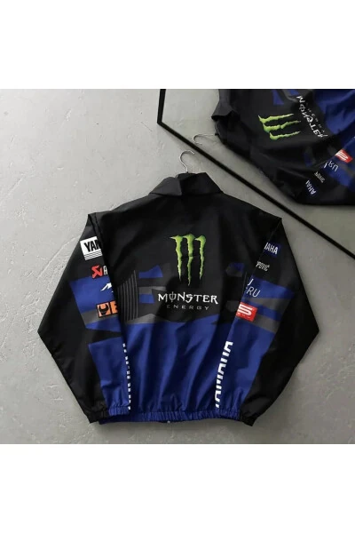 Unisex Parachute Fabric Printed Oversize Black Windbreaker - 6