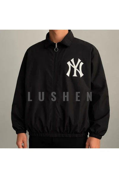 Unisex Parashut Matodan Katta Oversize Raqamli Bosilgan Qora Shamollik Yomg'irlik - Modazone