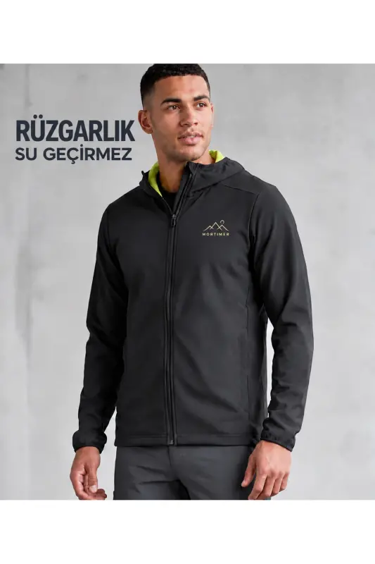 Unisex Paraşüt Kumaş Oversize Baskılı Siyah Rüzgarlık Yağmurluk - Siyah - 1