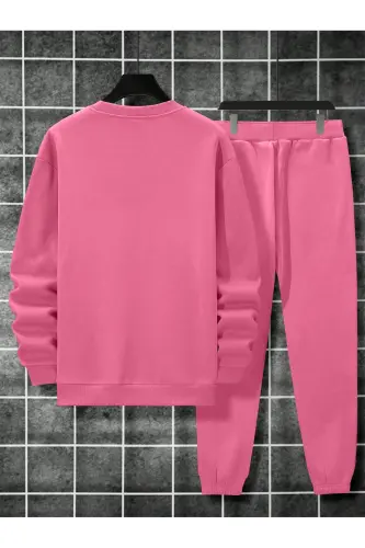 Unisex Pembe Eşofman Takımı Balance Baskılı Şardonlu-Soluk Pembe - 3