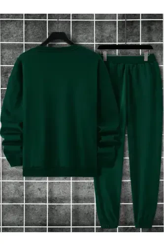 Unisex Petrol Green Tracksuit with BALANCE Print and Fleece Lining - Petrol Green - 3