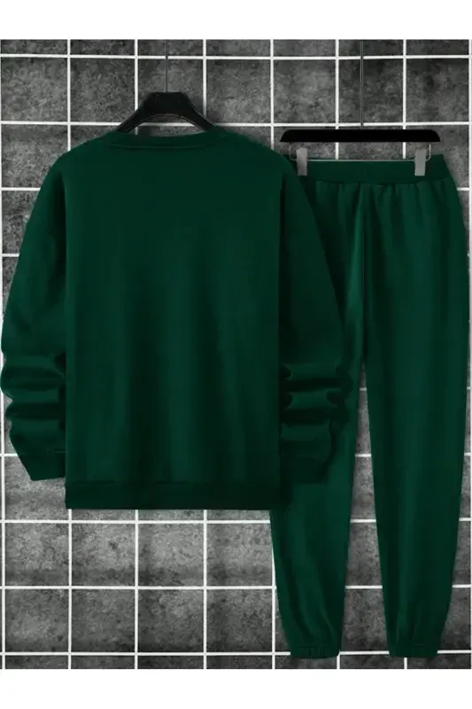 Unisex Petrol Green Tracksuit with BALANCE Print and Fleece Lining - Petrol Green - 3