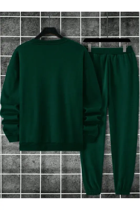 Unisex Petrol Green Tracksuit with BALANCE Print, Fleece-Lined-Petrol Green - 6