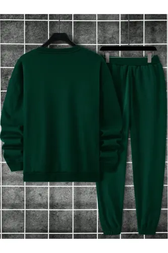 Unisex Petrol Green Tracksuit with BALANCE Print, Fleece-Lined-Petrol Green - 3