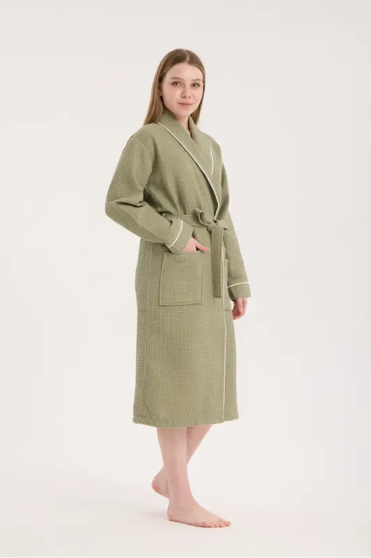 Unisex Pike Yeşil Bornoz - Emici Ve Yumuşak Bornoz - Renk Seçenekleri - Yeşil - 3