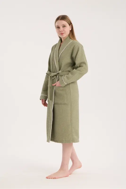 Unisex Pike Yeşil Bornoz - Emici Ve Yumuşak Bornoz - Renk Seçenekleri - Yeşil - DENIZLI CONCEPT