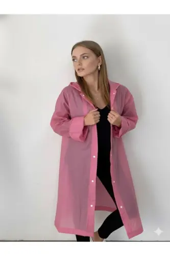 Unisex Pink Eva Fabric Water Windproof Raincoat-Pink - 4