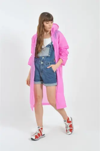 Unisex Pink Eva Fabric Water Windproof Raincoat-Pink - 5