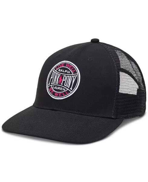 Unisex Pink Pony Twill Trucker Cap Black - 1