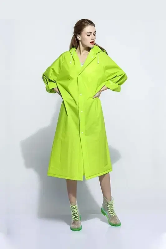 Unisex Pistachio Green Water Windproof Raincoat-Green - 2