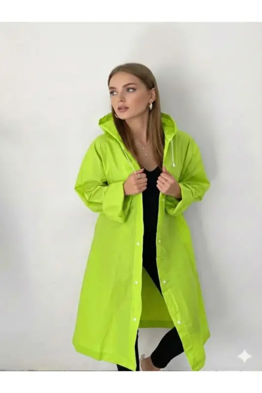 Unisex Pistachio yashil suv o'tkazmaydigan shamol o'tkazmaydigan yomg'ir paltosi - Yashil - 1