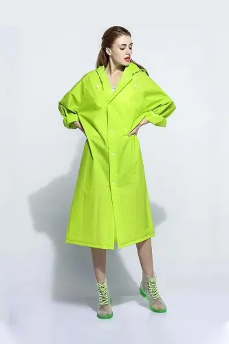 Unisex Pistachio yashil suv o'tkazmaydigan shamol o'tkazmaydigan yomg'ir paltosi - Yashil - İMEXTECH (1)
