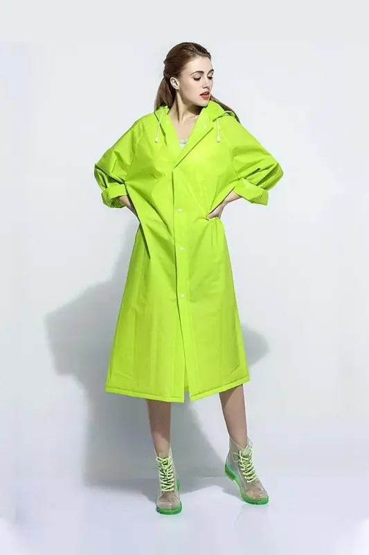 Unisex Pistachio yashil suv o'tkazmaydigan shamol o'tkazmaydigan yomg'ir paltosi - Yashil - 2