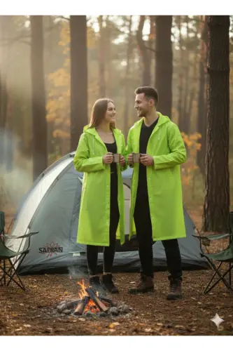 Unisex Pistachio yashil suv o'tkazmaydigan shamol o'tkazmaydigan yomg'ir paltosi - Yashil - 3
