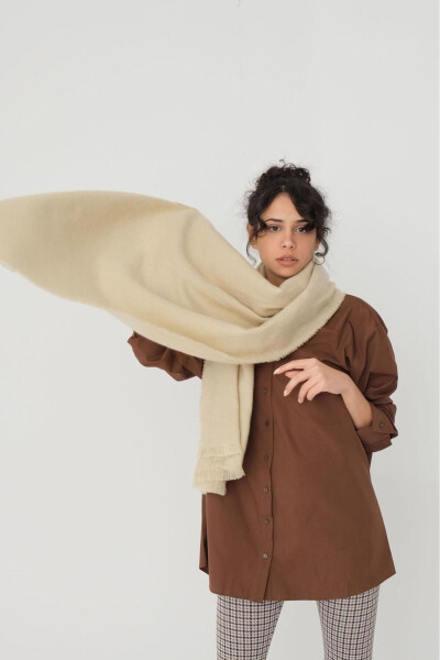 Unisex Plain Beige Thick Scarf - 1