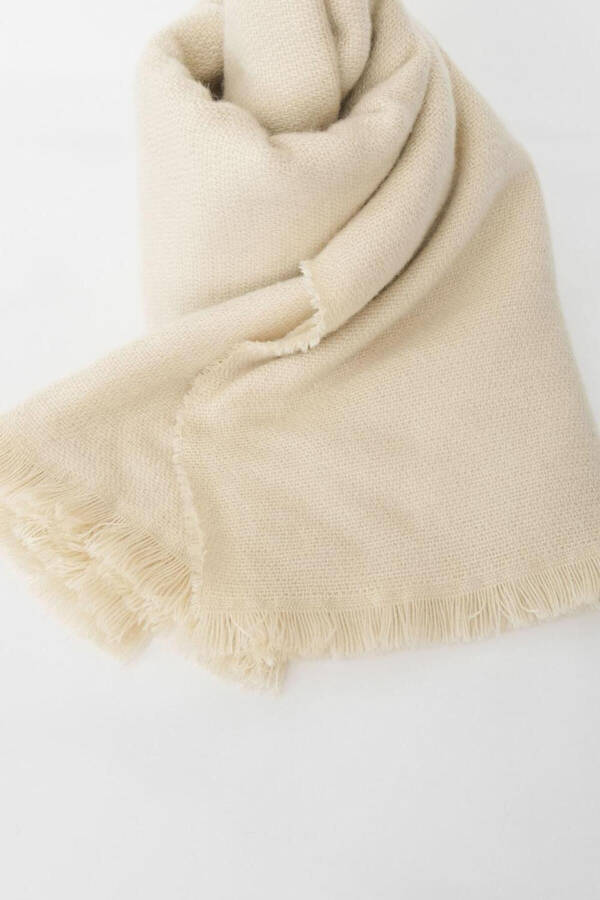 Unisex Plain Beige Thick Scarf - 2