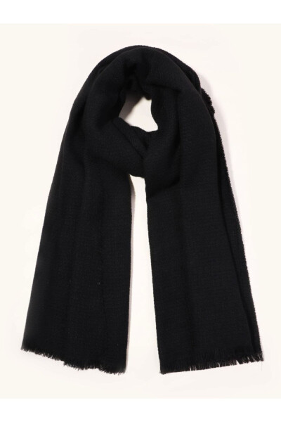 Unisex Plain Black Thick Scarf - 3