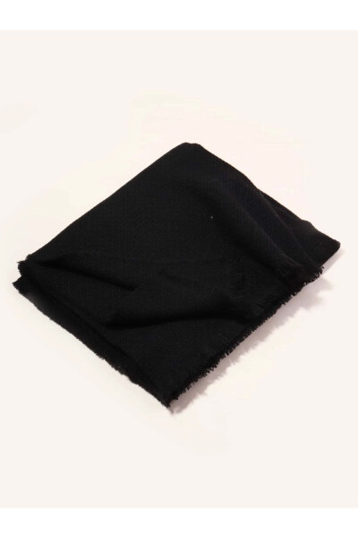 Unisex Plain Black Thick Scarf - 4