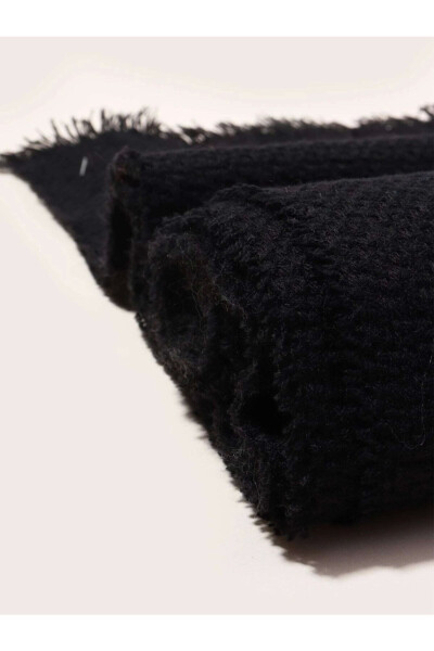 Unisex Plain Black Thick Scarf - 5