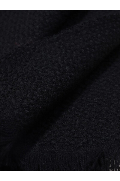 Unisex Plain Black Thick Scarf - 6