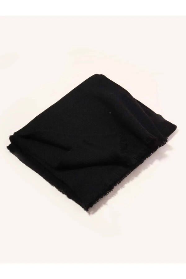 Unisex Plain Thick Soft Black Scarf - 6