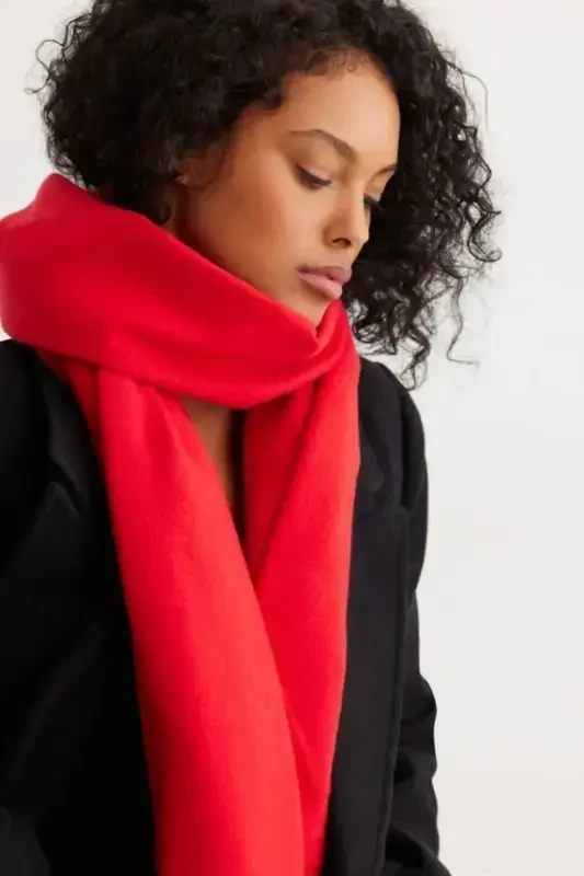 Unisex Plain Thick Soft Red Scarf-red - 2