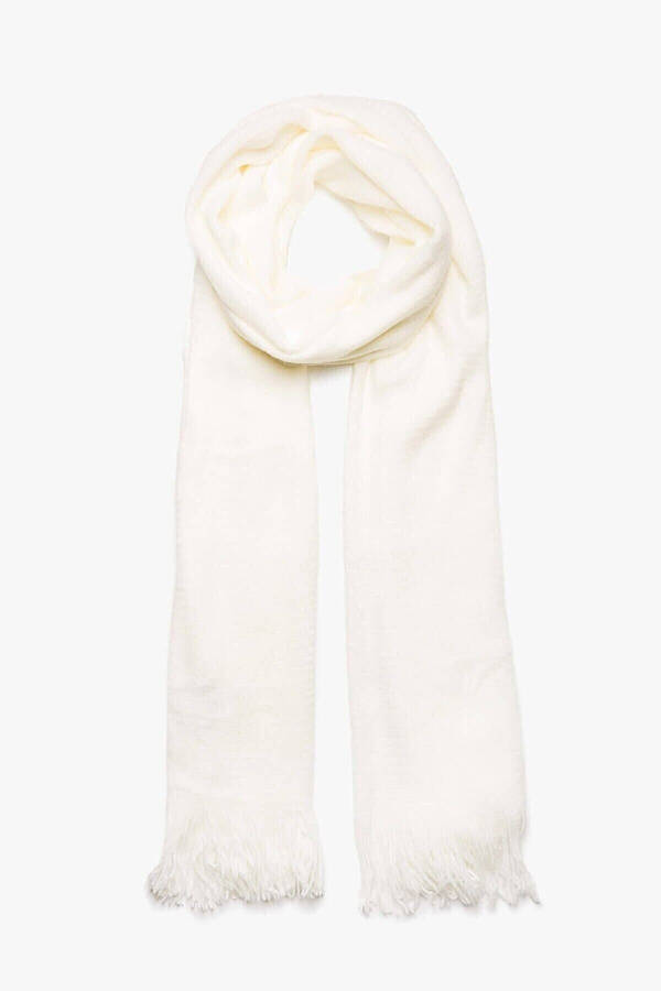 Unisex Plain White Thick Scarf - 2