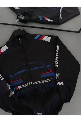 Unisex Power Raqamli Dizayn Bosma Fermuarli Yomg'ir Palto & Shamolto'sgich - Turkuaz - RICHARLISON (1)