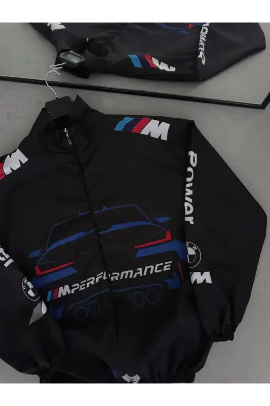 Unisex Power Raqamli Dizayn Bosma Fermuarli Yomg'ir Palto & Shamolto'sgich - Turkuaz - 2