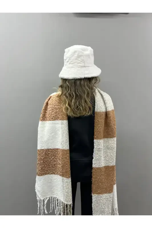 Unisex Premium Soft Boucle Scarf-Caramel Cream - 2