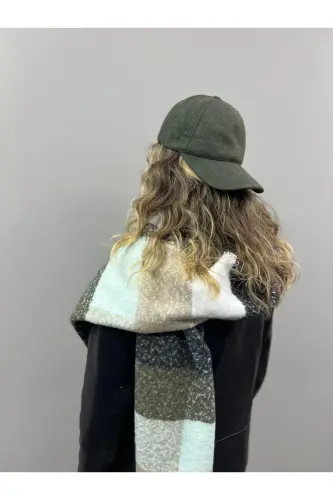 Unisex Premium Soft Boucle Scarf-Khaki Mint - 4