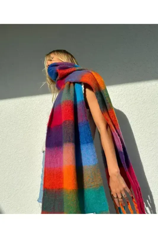 Unisex Premium Soft Boucle Scarf-Multicolor 2 - GOLDMINE