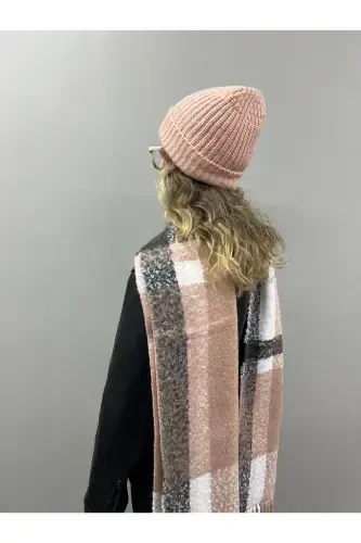 Unisex Premium Soft Boucle Scarf - Pink Anthracite - GOLDMINE (1)