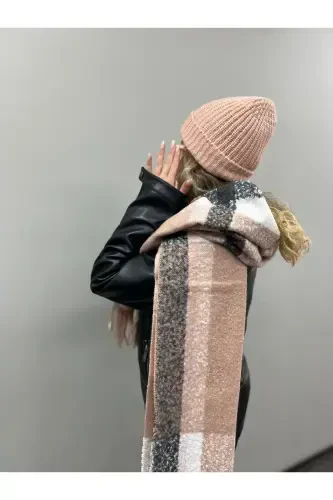 Unisex Premium Soft Boucle Scarf - Pink Anthracite - 3