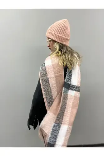 Unisex Premium Soft Boucle Scarf - Pink Anthracite - 6