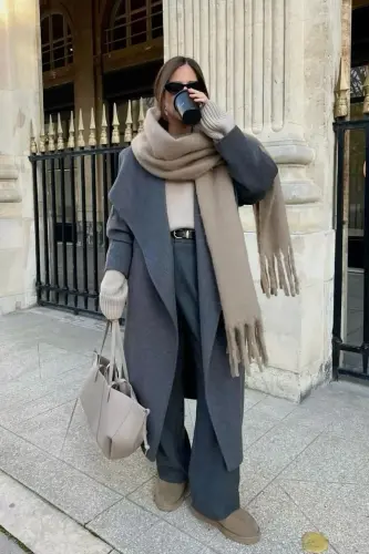 Unisex Premium Soft Buklet Atkı-Bej 