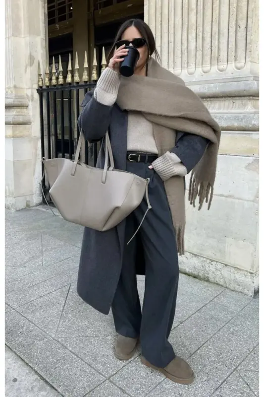 Unisex Premium Soft Buklet Atkı-Bej - 2