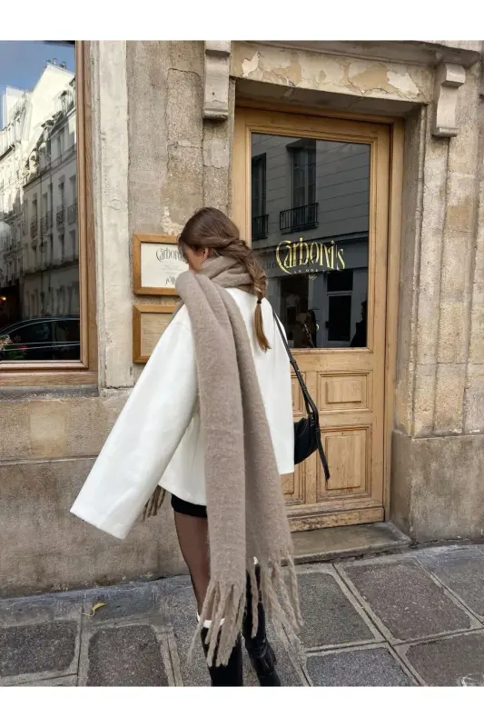 Unisex Premium Soft Buklet Atkı-Bej - 5