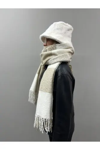 Unisex Premium Soft Buklet Atkı-Bej Krem - 3