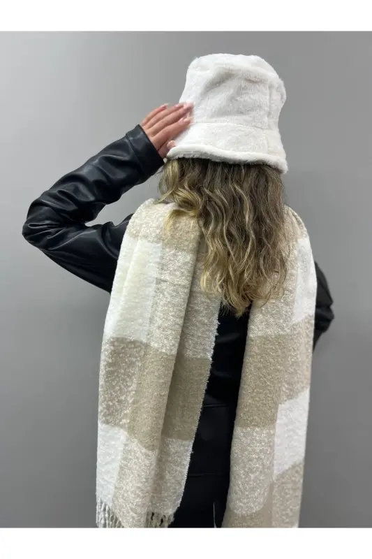 Unisex Premium Soft Buklet Atkı-Bej Krem - 8