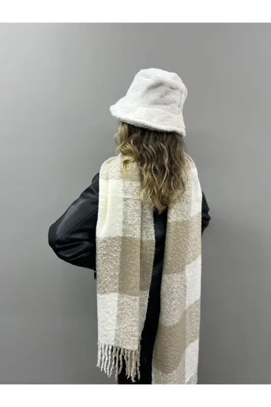 Unisex Premium Soft Buklet Atkı-Bej Krem - 6