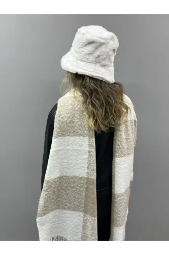 Unisex Premium Soft Buklet Atkı - Bej Krem 