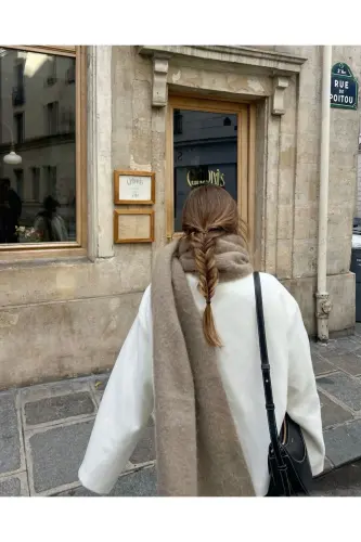 Unisex Premium Soft Buklet Atkı-Bej - 4