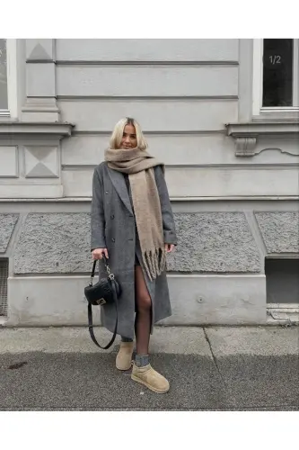 Unisex Premium Soft Buklet Atkı - Bej - 3