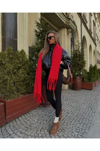Unisex Premium Soft Buklet Atkı - Kırmızı - 3