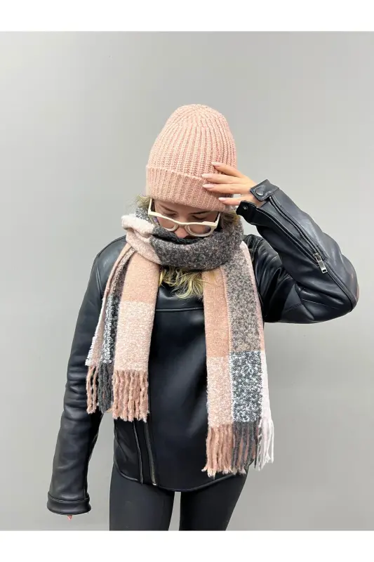 Unisex Premium Soft Buklet Sharf - Pushti Antratsit - 7